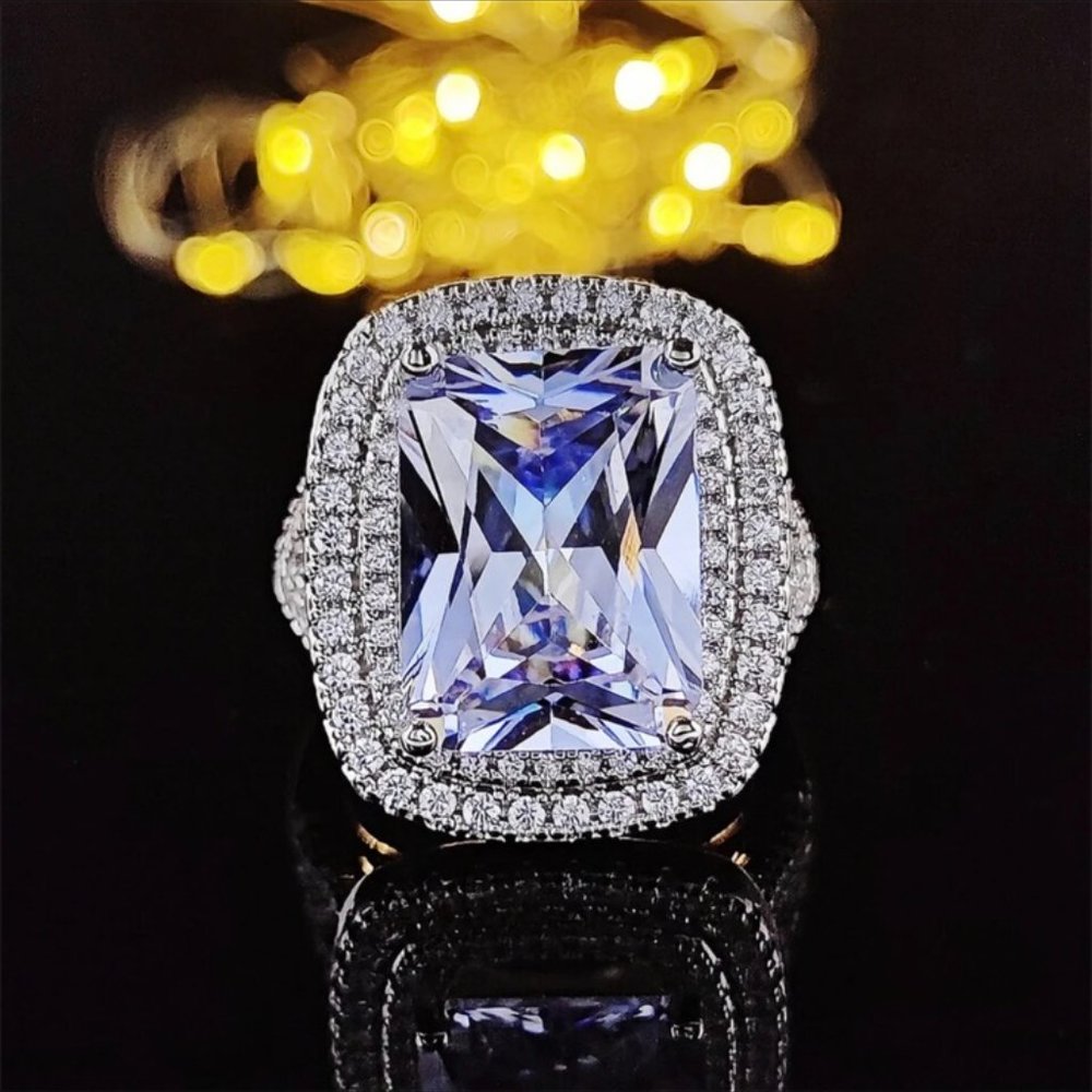 NEW PRINCESS DIAMOND ENGAGEMENT S925 SILVER RING, BEAUTIFUL RING, SHINY RING. - Picture 2 of 7